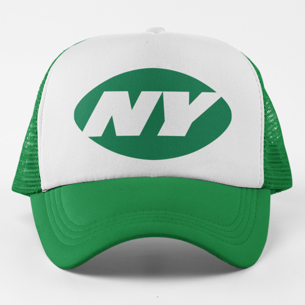NEW York Jets NY Initials Football Foam Trucker Snapback Hat 2TONE GREEN